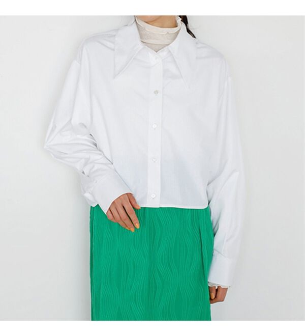 GeeRA（ジーラ）の「ストライプ柄衿付ショート丈シャツ（シャツ）」｜詳細画像