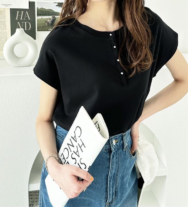 GeeRA（ジーラ）の「綿１００％前後２ＷＡＹシルケットフレンチスリーブカットソー（Tシャツ）」｜詳細画像