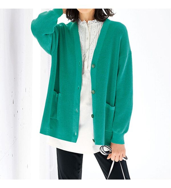 BELLUNA（ベルーナ）の「抗菌防臭で爽やか！あぜ編ニットカーディガン（ニットカーディガン）」｜詳細画像