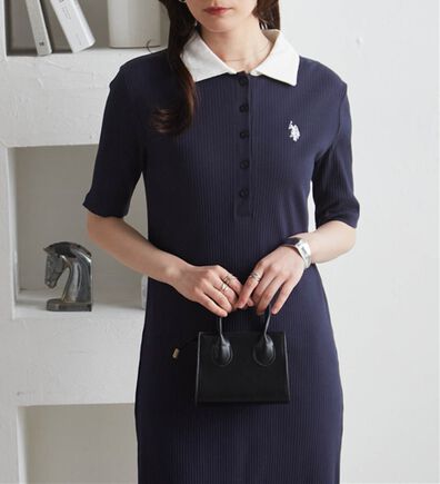 RANAN（ラナン）の「＜Ｕ．Ｓ．ＰＯＬＯ　ＡＳＳＮ．＞ポロ衿リブワンピース（その他ワンピース）」