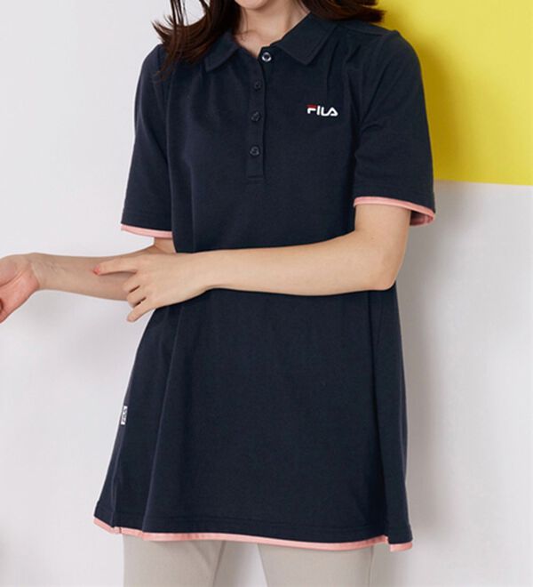 BELLUNA（ベルーナ）の「＜ＦＩＬＡ＞ひんやり！タック使い配色ポロチュニック（ポロシャツ）」｜詳細画像