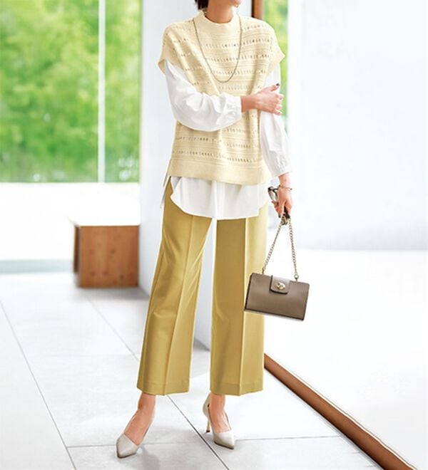 BELLUNA（ベルーナ）の「透かし編ハイネックゆったりニットベスト（ベスト）」｜詳細画像