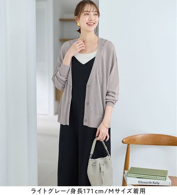 Viola e Viola（ヴィオラ エ ヴィオラ）の「【ＵＶカット】さらっと軽いＶネックサマーニットカーディガン（ニットカーディガン）」｜詳細画像