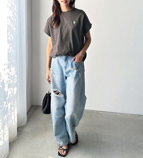 GeeRA（ジーラ）の「【新色追加】【ＵＳ．ＰＯＬＯ．ＡＳＳＮ】綿100％フレンチスリーブＴシャツ（Tシャツ）」｜詳細画像