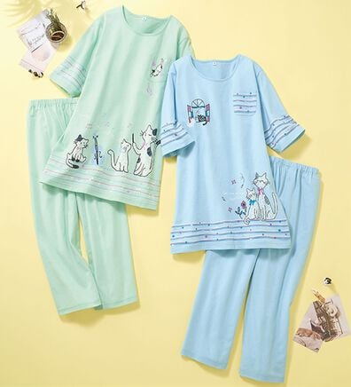 LAVIENNE（ラヴィエンヌ）の「【２着組】キシリトールでひんやりネコパジャマ（パジャマ・ルームウェア）」