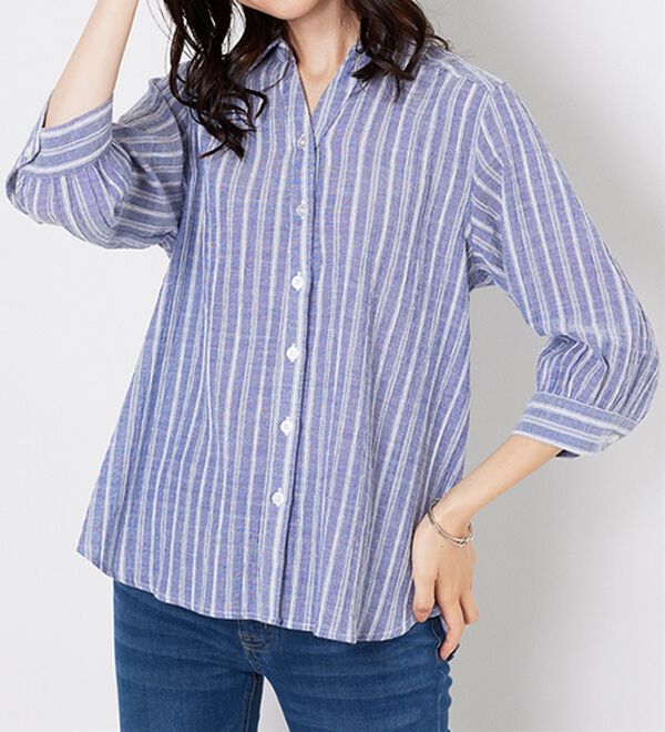 BELLUNA（ベルーナ）の「スキッパー衿ぽこぽこ素材ブラウス（ブラウス）」｜詳細画像