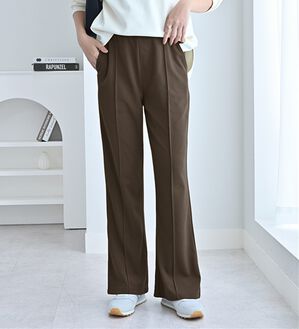 alotta（アロッタ）の「カットジョーゼットフレアパンツ（フルレングスパンツ）」｜モカブラウン