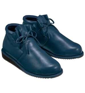 BELLUNA（ベルーナ）の「ゆったり５Ｅ柔らかレザーライクシューズ（フラットシューズ）」｜ネイビー