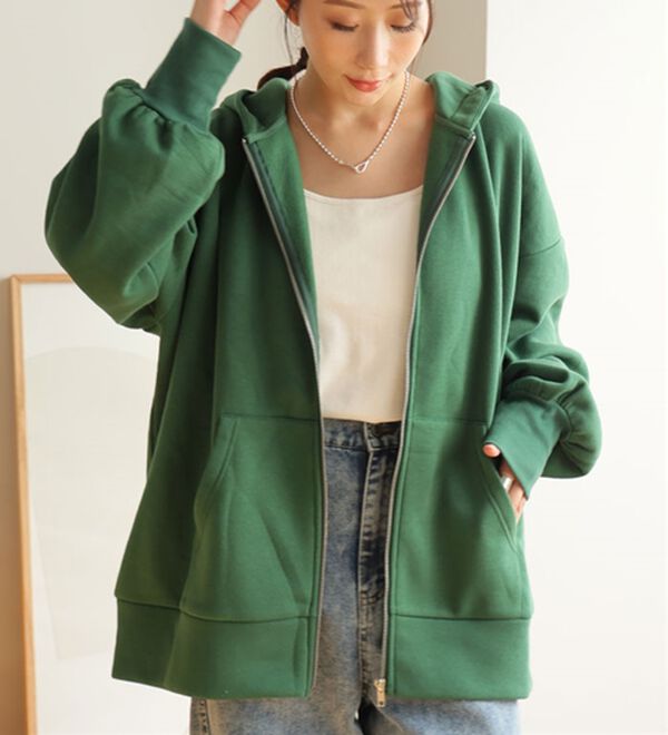 L～8L】【裏起毛】毛玉になりにくい！ゆったりジップパーカー【ハピ