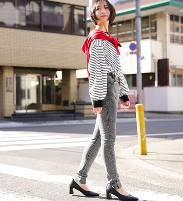 A HAPPY MARILYN（アハッピーマリリン）の「【Ｍ～８Ｌ】夏でもひんやり。足元に魔法をかけて。接触冷感 UV 魔法の美ライン ストレッチ スキニー デニムパンツ（スリム・スキニーパンツ）」｜詳細画像