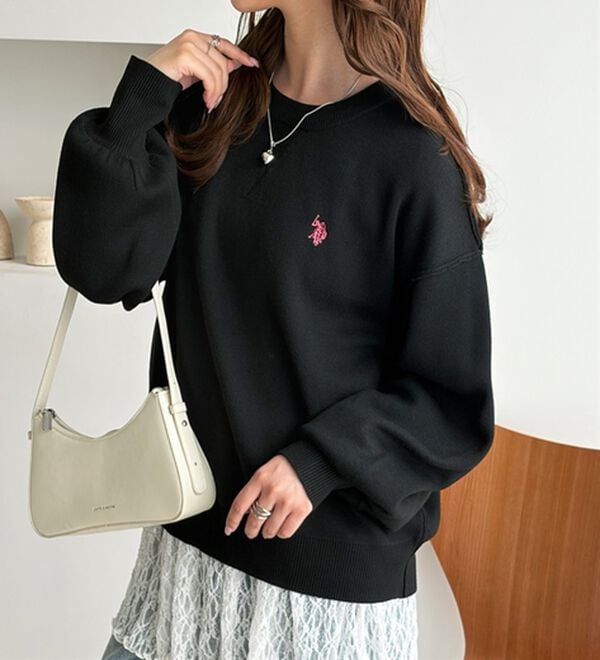 GeeRA（ジーラ）の「【U.S. POLO ASSN.】スウェットライクニット（ニット・セーター）」｜ブラック