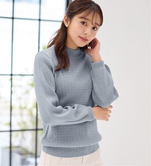alotta（アロッタ）の「洗える！カシミヤタッチミニケーブルニット（ニット・セーター）」｜ライトブルー