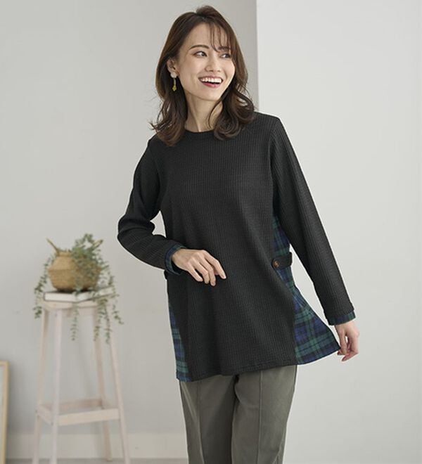 BELLUNA（ベルーナ）の「異素材重ね着風チュニック（チュニック）」｜詳細画像