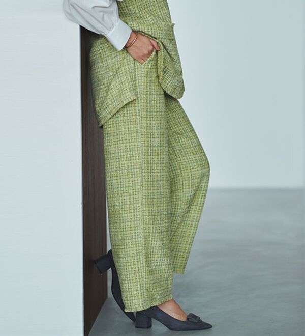 RANAN（ラナン）の「ツイードワイドパンツ（フルレングスパンツ）」｜ライム