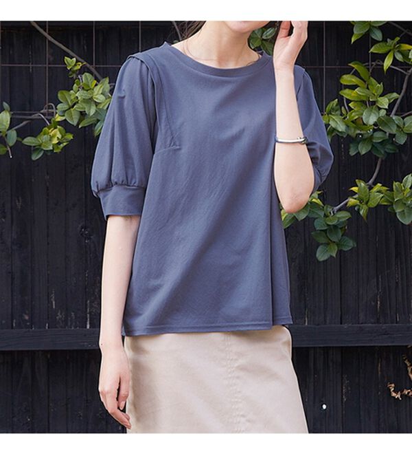 RANAN（ラナン）の「ひんやり！ボリューム袖きれい見えカットソー（カットソー）」｜詳細画像