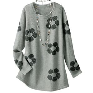 BELLUNA（ベルーナ）の「ブークレー花柄ジャカードニットチュニック（チュニック）」｜ライトグレー系