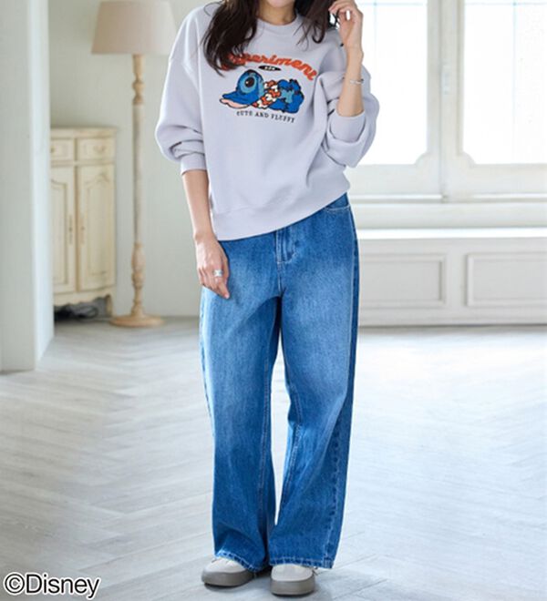BELLUNA（ベルーナ）の「＜Ｄｉｓｎｅｙ＞【スティッチ】さがら刺しゅう裏起毛ゆったりトレーナー（トレーナー・スウェット）」｜詳細画像