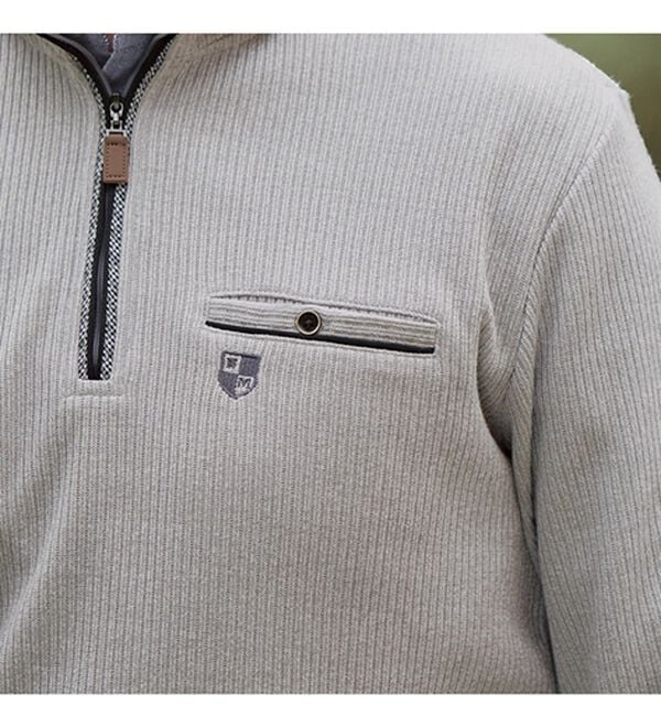 「＜ニコル　モリソン＞衿デザイン杢調トレーナー（メンズトレーナー）」｜詳細画像