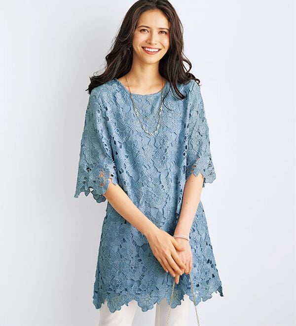 花柄モチーフレースチュニック - ベルーナ【公式】