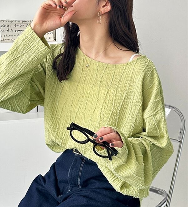 GeeRA（ジーラ）の「シャギージャカードボートネックカットソー（カットソー）」｜詳細画像