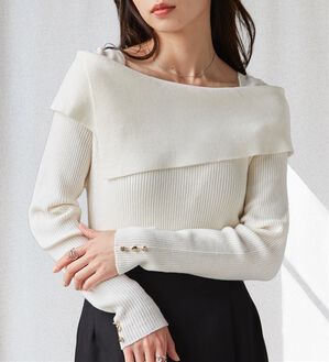 RANAN（ラナン）の「アシメオフショルリブニット（ニット・セーター）」｜詳細画像