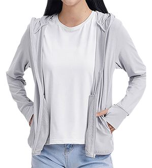 「フェイスガード付きＵＶカットパーカ（パーカー）」｜シルバーグレー