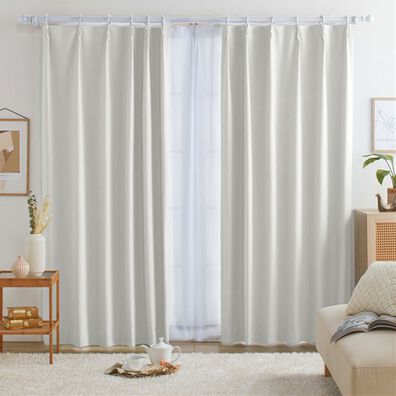 iellio（イエリオ）の「１００％遮光＆防音＆断熱保温ＵＶ見えにくいレース付カーテンセット＜４枚組・遮光１級・無地・洗える・形状記憶＞（ドレープカーテン）」