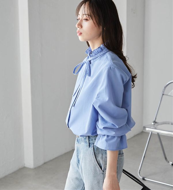 RANAN（ラナン）の「プチフリルリボン付きブラウス（ブラウス）」｜詳細画像