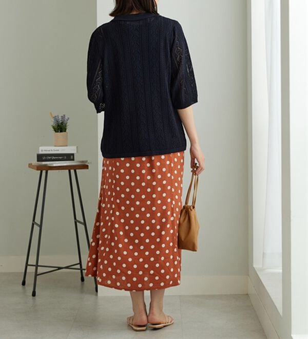 BELLUNA（ベルーナ）の「衿付き透かし編みニットカーディガン（ニットカーディガン）」｜詳細画像