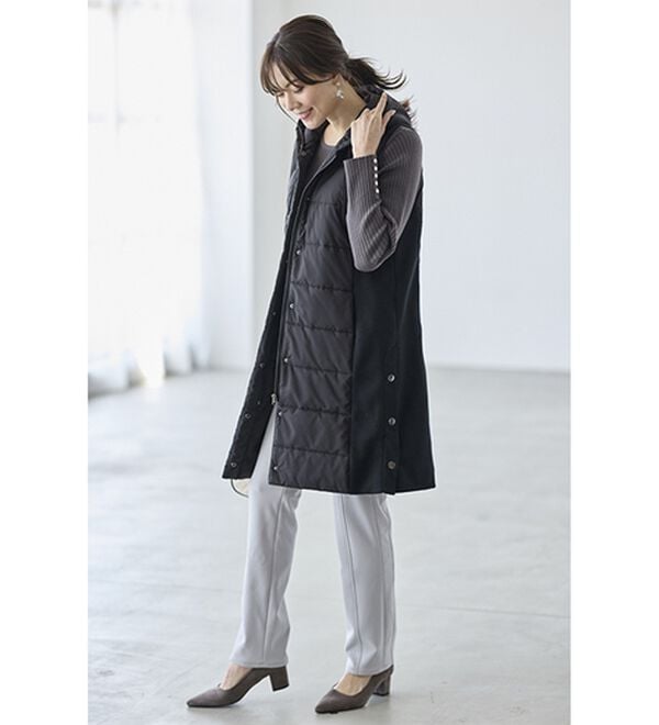 BELLUNA（ベルーナ）の「細見え中わたキルト切替ロングベスト（中わたコート・ベスト）」｜詳細画像