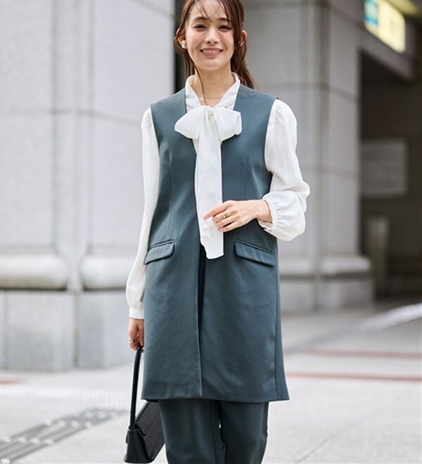 RANAN（ラナン）の「【２点セット】防シワ！ロングジレセットアップ（パンツスーツ）」｜詳細画像