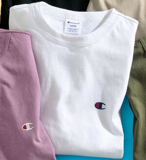 「＜チャンピオン＞綿１００％リラックスフィット５分袖Ｔシャツ（メンズＴシャツ）」｜ホワイト