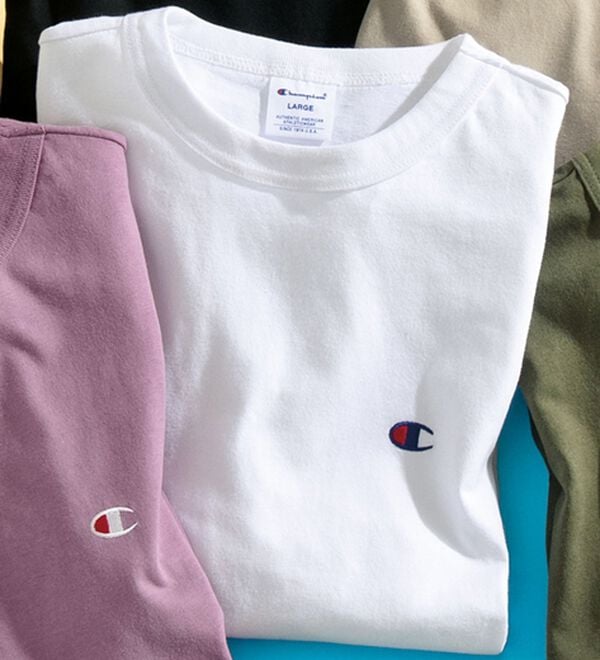 「＜チャンピオン＞綿１００％リラックスフィット５分袖Ｔシャツ（メンズＴシャツ）」｜ホワイト