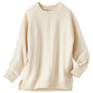 BELLUNA（ベルーナ）の「肌心地やわらかベロアモールニットプルオーバー（ニット・セーター）」｜オフ白