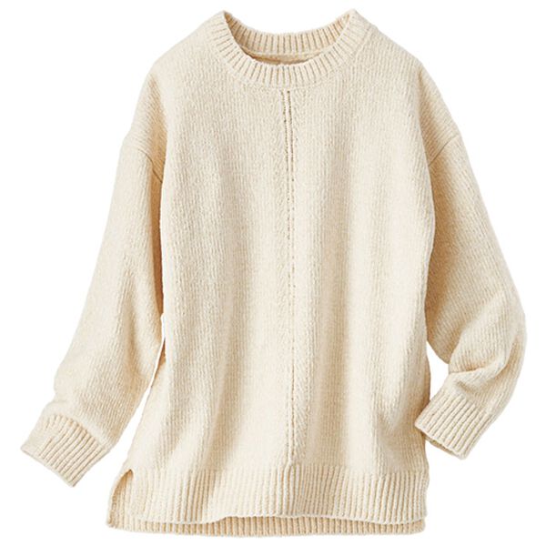 BELLUNA（ベルーナ）の「肌心地やわらかベロアモールニットプルオーバー（ニット・セーター）」｜オフ白