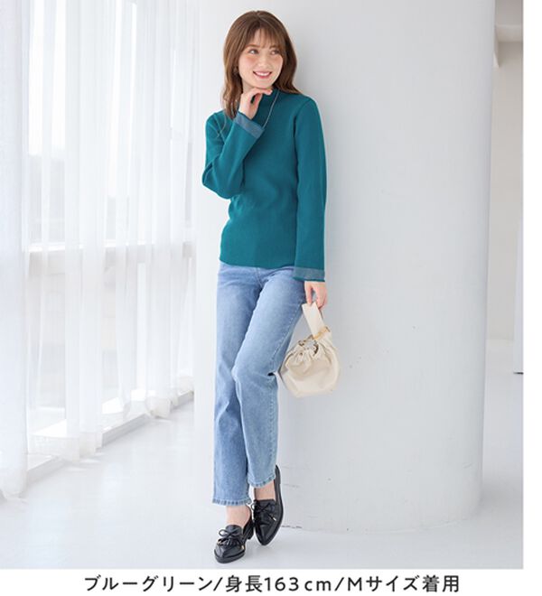 alotta（アロッタ）の「パチパチしにくい！洗える袖シアー切替ニットプルオーバー（ニット・セーター）」｜詳細画像