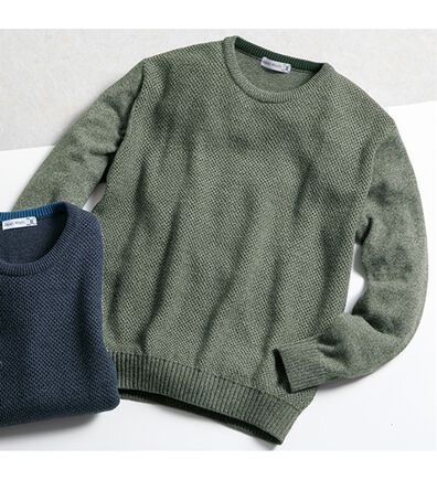 「日本製　匠の杢調やわらかセーター（メンズニット・セーター）」