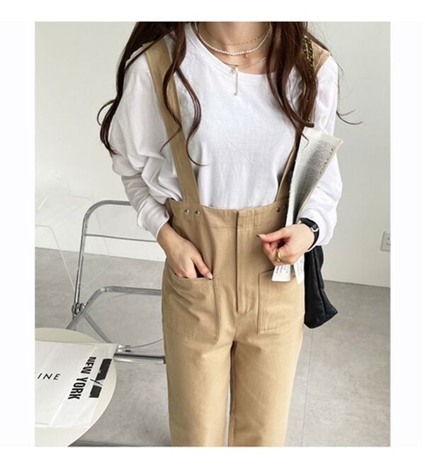 GeeRA（ジーラ）の「綿混ツイルハイウエストサロペット（オールインワン）」｜詳細画像