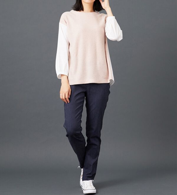 BELLUNA（ベルーナ）の「ラメ入り起毛素材シャツ切替プルオーバー（カットソー）」｜詳細画像