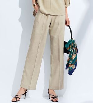 BELLUNA（ベルーナ）の「ひんやりリネンライク素材ワイドパンツ（フルレングスパンツ）」｜グレージュ