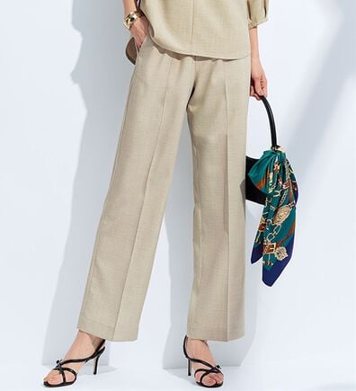 BELLUNA（ベルーナ）の「ひんやりリネンライク素材ワイドパンツ（フルレングスパンツ）」