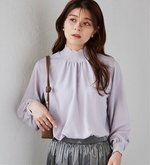 RANAN（ラナン）の「スカラップリブニット使いブラウス（ブラウス）」｜ライラック
