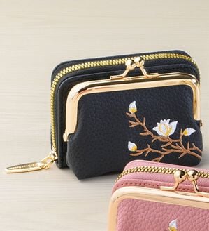 「お花のがま口財布（財布・パスケース）」｜ブラック