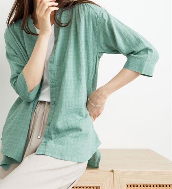 BELLUNA（ベルーナ）の「ふんわりシャドーチェック素材シャツ（シャツ）」｜詳細画像