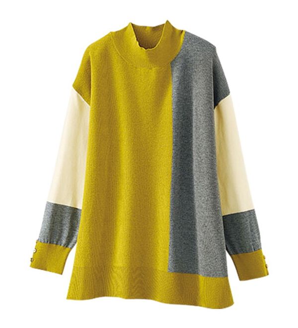 BELLUNA（ベルーナ）の「編地切替ブロッキングニットプルオーバー（ニット・セーター）」｜詳細画像