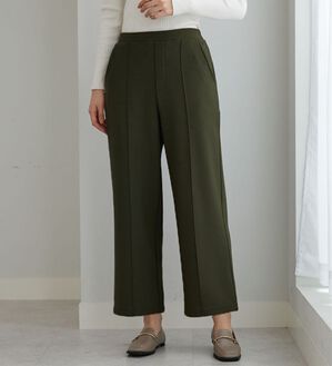 BELLUNA（ベルーナ）の「【快適Ｌａｂ．】裏起毛ジョーゼット素材ワイドパンツ（ワイドパンツ・ガウチョ）」｜カーキ