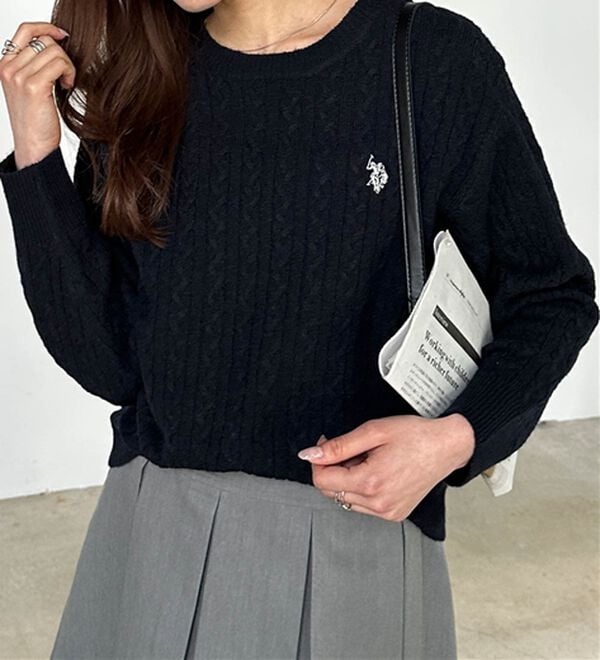 RANAN（ラナン）の「＜U.S.POLO ASSN.ユーエスポロアッスン＞ ワンポイントケーブルニット（ニット・セーター）」｜詳細画像