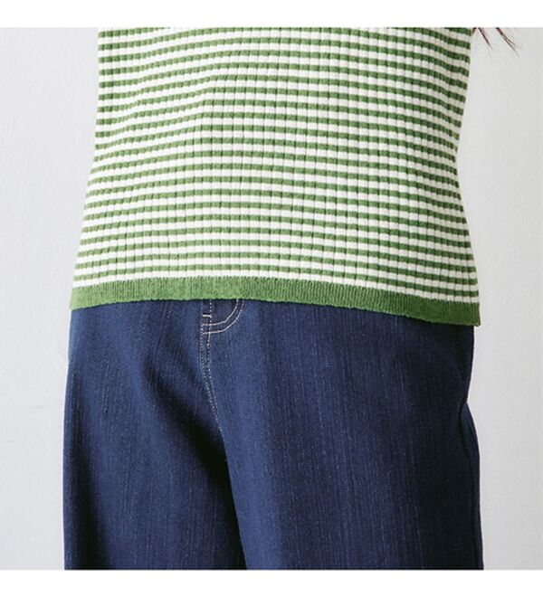 Viola e Viola（ヴィオラ エ ヴィオラ）の「【静電気防止】綿１００％ちくちくしないボーダーリブニット（ニット・セーター）」｜詳細画像
