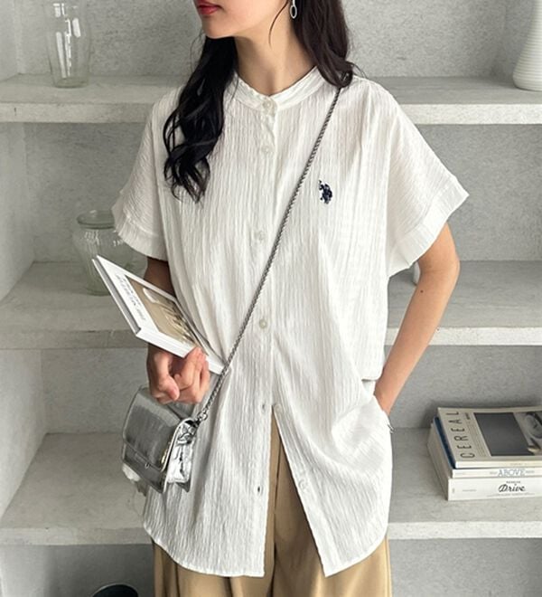 GeeRA（ジーラ）の「【ＵＳ．ＰＯＬＯ．ＡＳＳＮ】ポコポコ素材フレンチスリーブシャツ（シャツ）」｜詳細画像