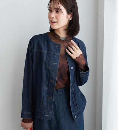 BELLUNA（ベルーナ）の「やわらかデニム素材ノーカラージャケット（その他ジャケット）」